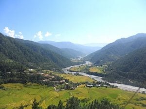 Punakha Valley seen from our hotel, Bhutan Hotels & Resorts’ Zhingkham Resort