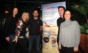 Norma Tolefe and Helen O’Flaherty, WTC; Andrew Hall and Pauric Gallagher, Qantas; and Sonia Walsh, WTC
