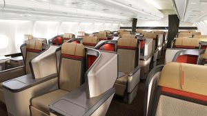 South African Airways A330-300 Business Class lie-flat seats in 1x2x1 configuration