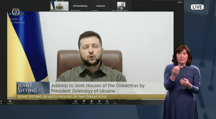 Ukrainian President Volodymyr Zelensky Addresses Oireachtas
