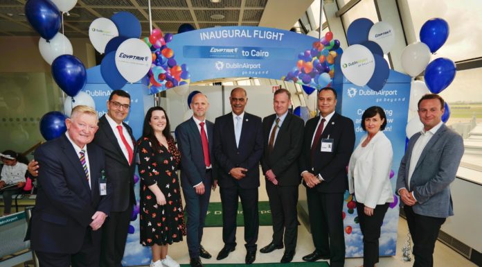 Dignitaries at Dublin Airport celebrate EgyptAir’s direct service to Cairo