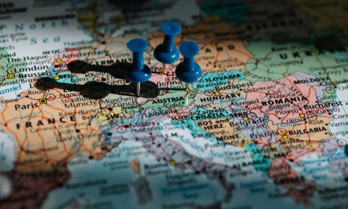 A map of Europe in colour indicating that appetite for travel in Europe remains high