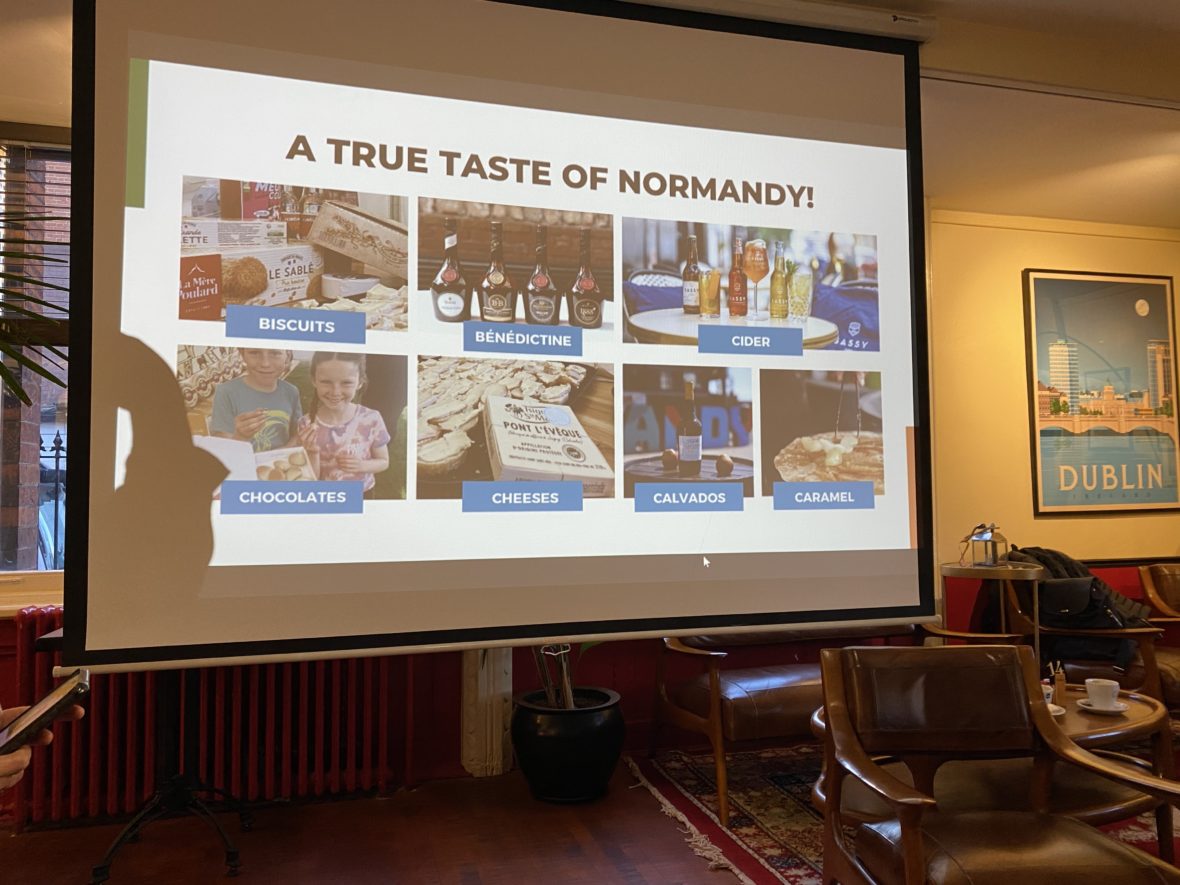The presentation screen showcasing products (food and drinks) of Normandy region