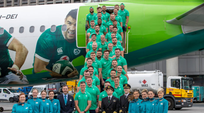 Good Look! Irish Rugby Team Fly to France Onboard Branded Aer Lingus Airbus A230