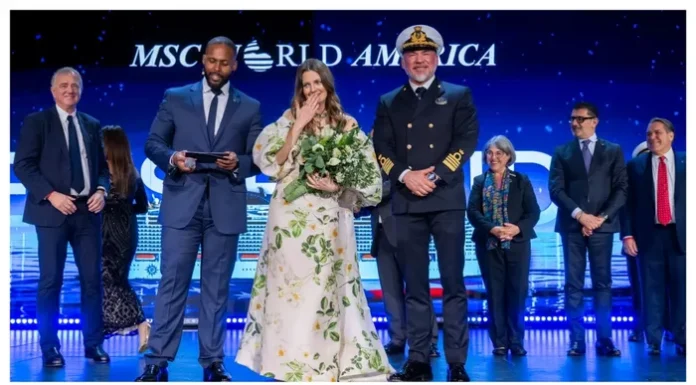 MSC World America Formally Christened by Godmother Drew Barrymore