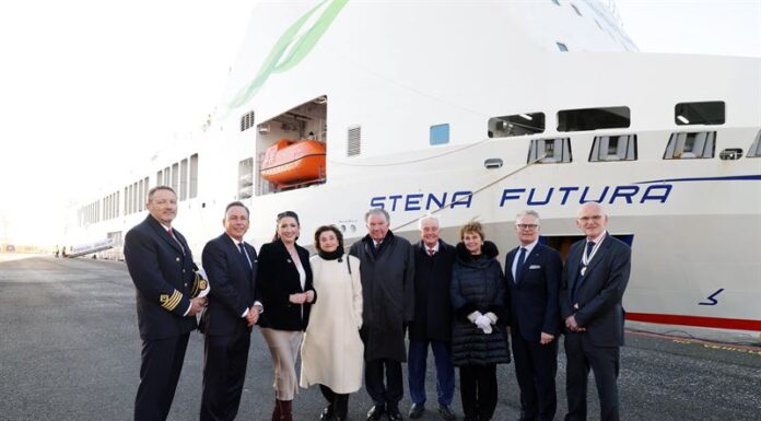Stena Line Holds Naming Ceremony of Stena Futura Hybrid Freight Ferry at Belfast Harbour